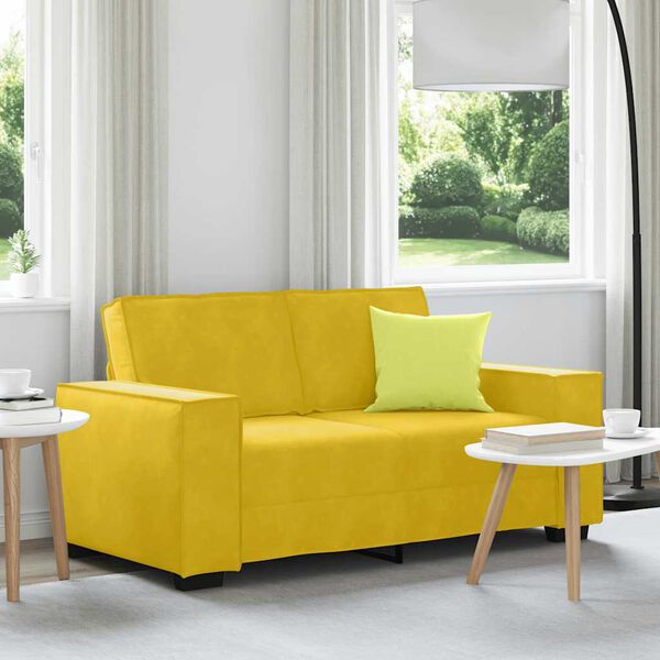 vidaXL Sof&aacute; de 2 plazas terciopelo amarillo 160x78x84 cm