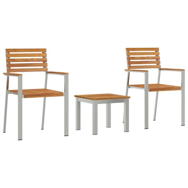 vidaXL Conjunto de Comedor de Jard&iacute;n 3 pcs Madera de teca maciza