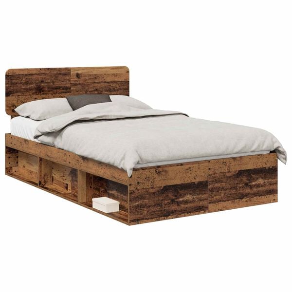 vidaXL Estructura de cama con cabecera Madera vieja 120 x 190 cm