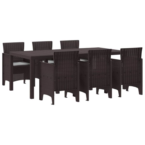 vidaXL Conjunto de Comedor de Jard&iacute;n 7 pcs Marr&oacute;n Polipropileno