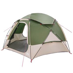 vidaXL Tienda tipo c&uacute;pula con toldillo removible Verde 4 personas