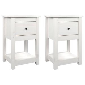 vidaXL Mesitas de noche 2 uds madera maciza pino blanco 40x35x61,5 cm