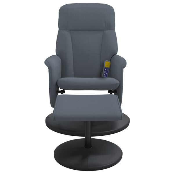 vidaXL Sill&oacute;n reclinable masaje con reposapi&eacute;s terciopelo gris oscuro