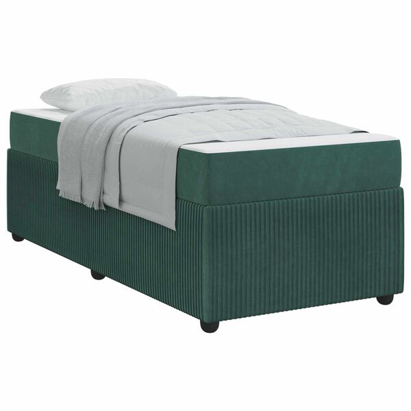 vidaXL Estructura de cama con colch&oacute;n Verde oscuro 100 x 200 cm tela