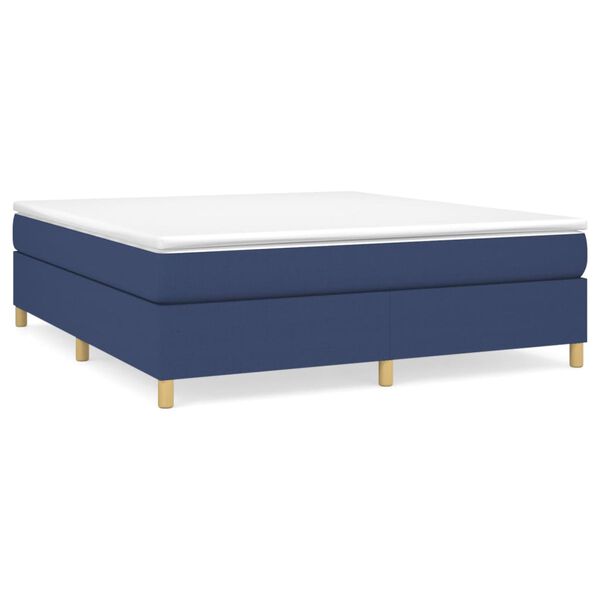 vidaXL Cama box spring con colch&oacute;n tela azul 180x200 cm