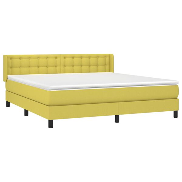 vidaXL Cama box spring con colch&oacute;n tela verde 160x200 cm