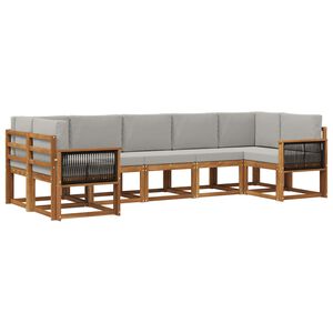 vidaXL Conjunto de sof&aacute;s de exterior 7 uds. Natural y Gris Claro