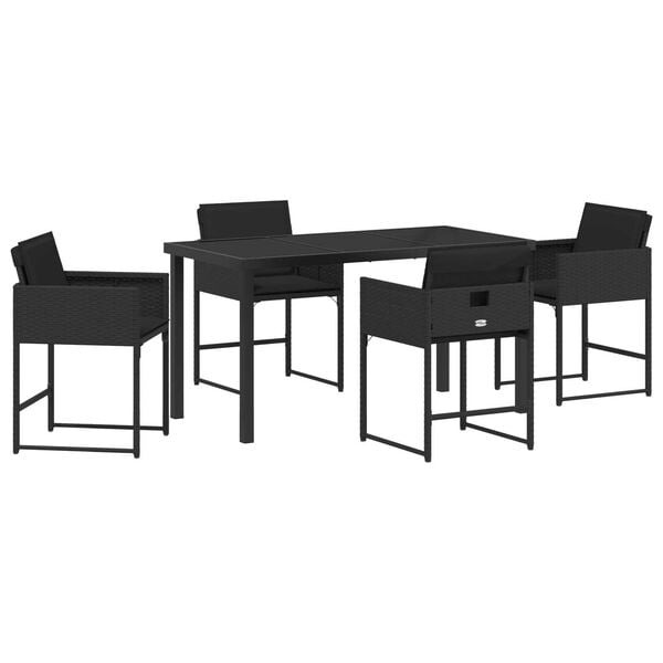 vidaXL Conjunto de Comedor de Jard&iacute;n 5 pcs Negro rat&aacute;n sint&eacute;tico