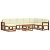 vidaXL Conjunto de sof&aacute;s de exterior con coj&iacute;n 9 pcs Natural y Crema