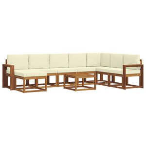 vidaXL Conjunto de sof&aacute;s de exterior 9 uds. Natural y Crema
