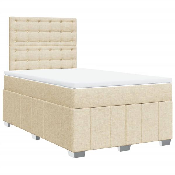 vidaXL Cama box spring con colch&oacute;n tela color crema 120x200 cm
