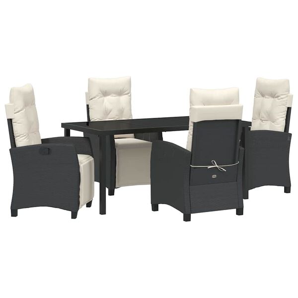 vidaXL Conjunto de Comedor de Jard&iacute;n 5 pcs Negro rat&aacute;n sint&eacute;tico