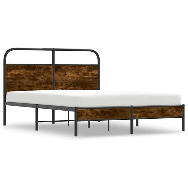 vidaXL Estructura de cama sin colch&oacute;n 140x200 cm madera roble ahumado