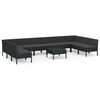 vidaXL Set de muebles de jard&iacute;n 11 pzas cojines rat&aacute;n sint&eacute;tico negro