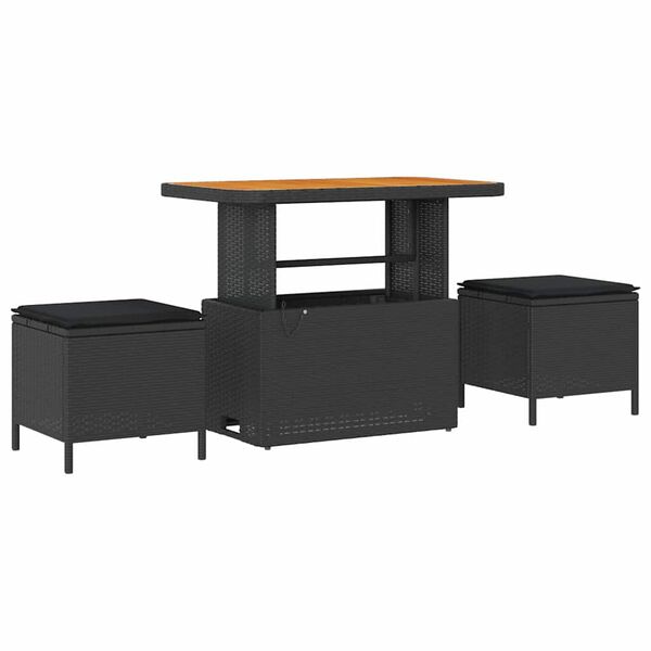 vidaXL Conjunto de sof&aacute; de jard&iacute;n con coj&iacute;n con almohada 8 pcs Negro