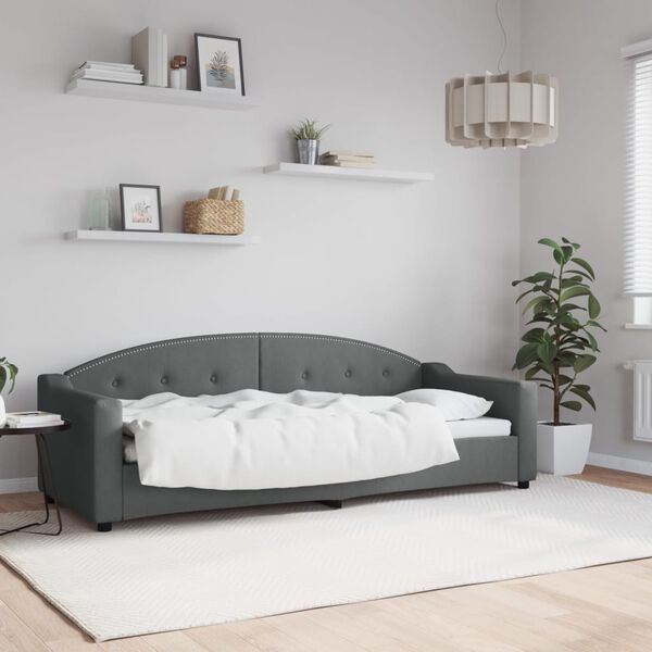 vidaXL Sof&aacute; cama sin colch&oacute;n tela gris oscuro 80x200 cm