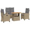 vidaXL Set de comedor jard&iacute;n con cojines 4 pzas rat&aacute;n sint&eacute;tico beige