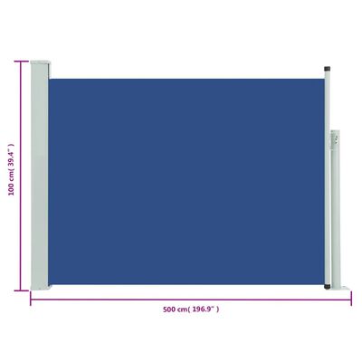 vidaXL Toldo lateral retráctil de jardín azul 100x500 cm
