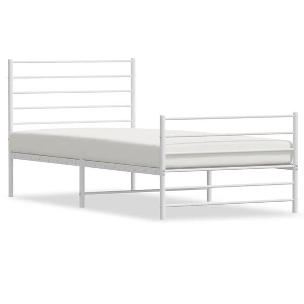 vidaXL Estructura cama sin colch&oacute;n con estribo metal blanco 90x190 cm