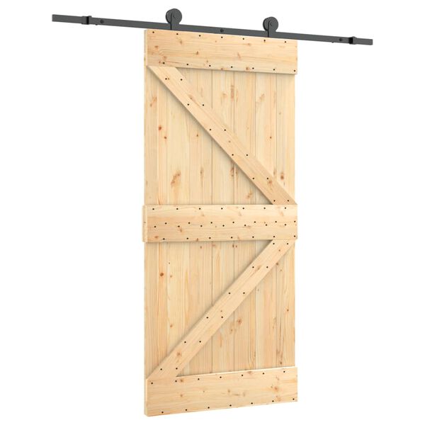 vidaXL Puerta corredera con herrajes madera maciza de pino 95x210 cm