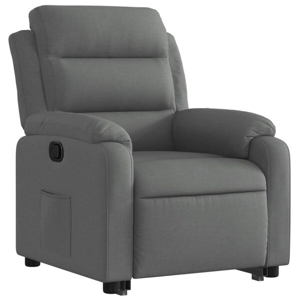 vidaXL Sill&oacute;n reclinable elevable de tela gris oscuro