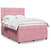 vidaXL Cama box spring con colch&oacute;n terciopelo rosa 140x200 cm