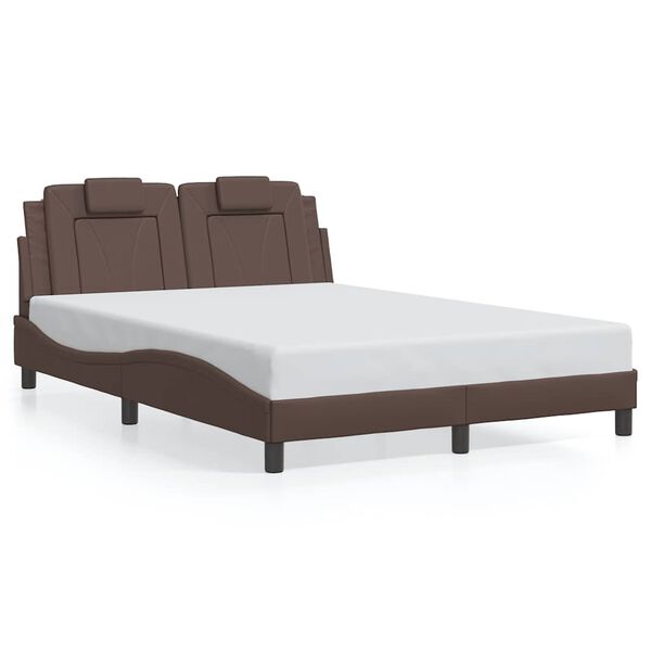 vidaXL Estructura de cama Viana sin colch&oacute;n cuero sint&eacute;tico marr&oacute;n 120x200cm