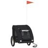 vidaXL Remolque de bicicleta mascotas hierro tela Oxford negro
