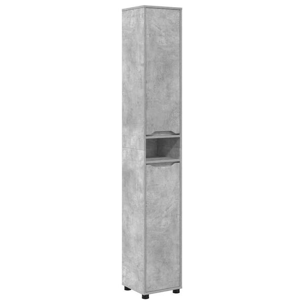 vidaXL Gabinete de Ba&ntilde;o con estante Gris Concreto 30,5 x 30 x 195 cm