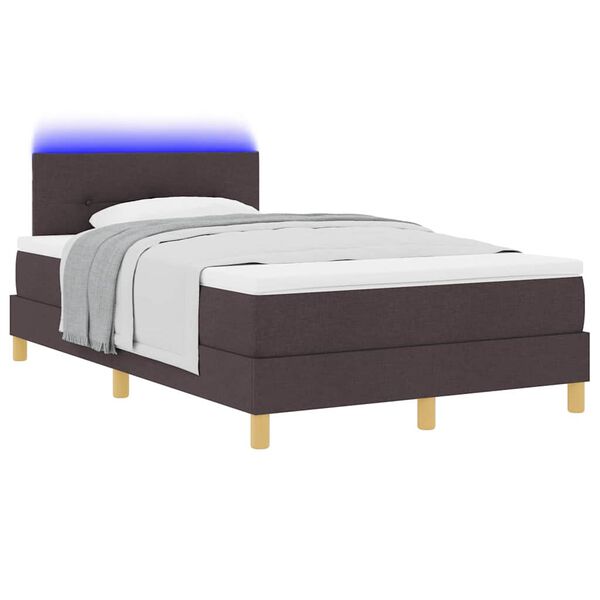 vidaXL Cama Box Spring LED con colch&oacute;n Marr&oacute;n Oscuro 120 x 190 cm tela
