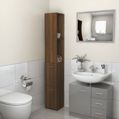 vidaXL Armario de baño madera contrachapada marrón roble 25x26,5x170cm