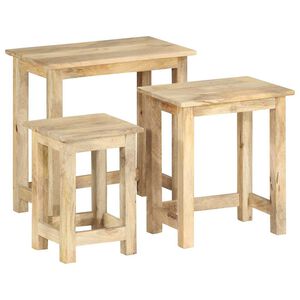 vidaXL Mesas apilables 3 unidades madera maciza de mango
