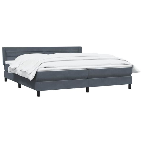 vidaXL Cama box spring con colch&oacute;n terciopelo gris oscuro 180x220 cm