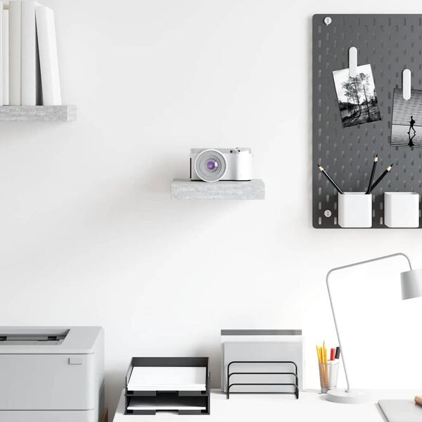 vidaXL Estante flotante de pared gris hormig&oacute;n MDF 23x23,5x3,8 cm