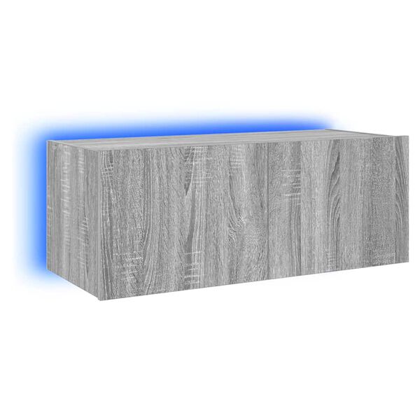 vidaXL Mueble de TV de pared con luces LED gris Sonoma 80x35x31 cm