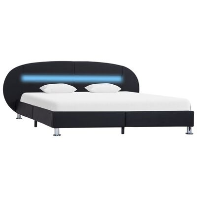 vidaXL Estructura de cama con LED cuero sintético negro 180x200 cm