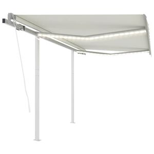vidaXL Toldo autom&aacute;tico con LED y sensor de viento crema 3x2,5 m