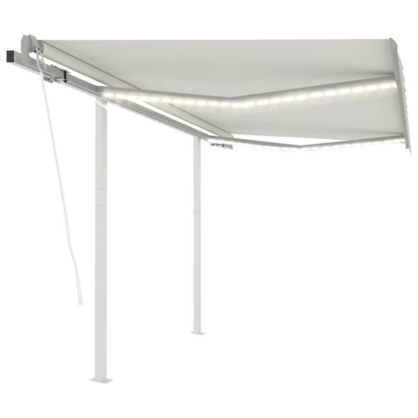 vidaXL Toldo autom&aacute;tico con LED y sensor de viento crema 3x2,5 m