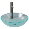 vidaXL Lavabo ba&ntilde;o grifo&desag&uuml;e de empuje vidrio templado esmerilado