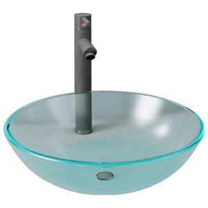 vidaXL Lavabo ba&ntilde;o grifo&desag&uuml;e de empuje vidrio templado esmerilado