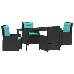 vidaXL Conjunto de Comedor de Jard&iacute;n 5 pcs Negro Polirat&aacute;n