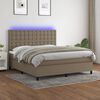 vidaXL Cama box spring colch&oacute;n y luces LED tela gris taupe 180x200 cm