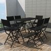 vidaXL Set comedor de jardín plegable 7 pzas poli ratán y acero negro