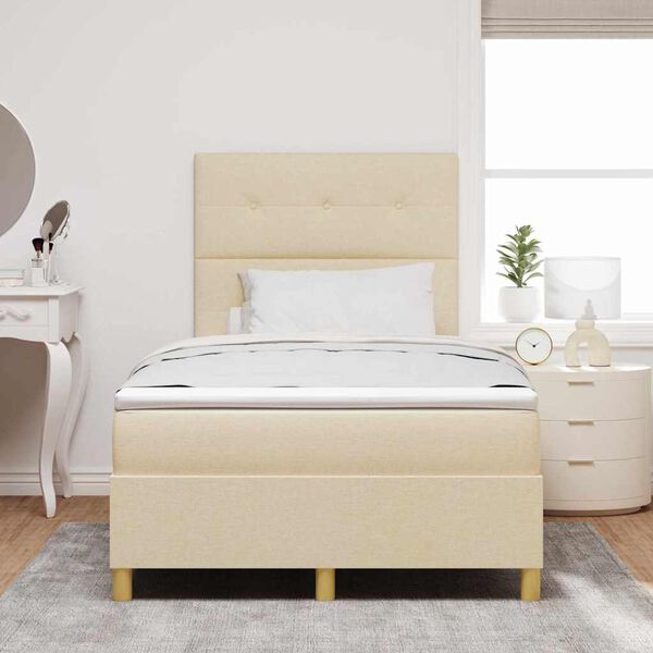 vidaXL Cama tipo Box Spring con colch&oacute;n Crema 120 x 190 cm tela