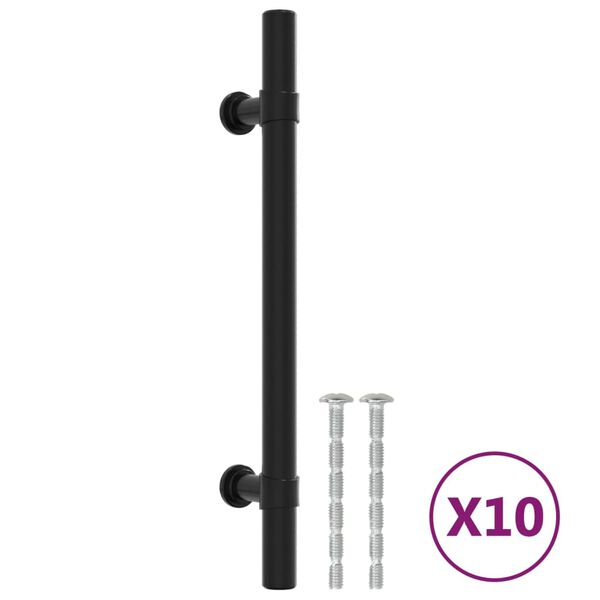 vidaXL Tiradores para armarios 10 uds acero inoxidable negro 128 mm