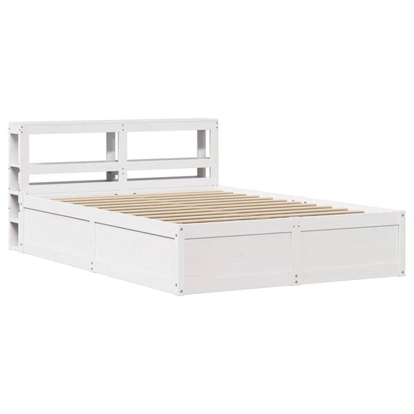 vidaXL Estructura de cama con cabecero madera pino blanco 140x190 cm
