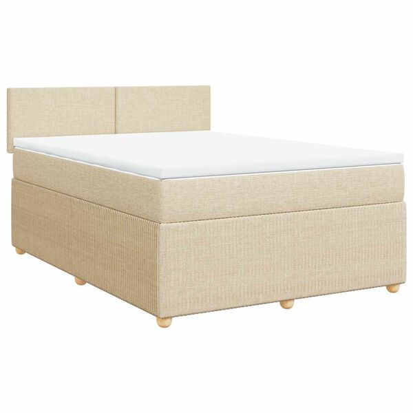 vidaXL Cama box spring con colch&oacute;n tela color crema 140x200 cm