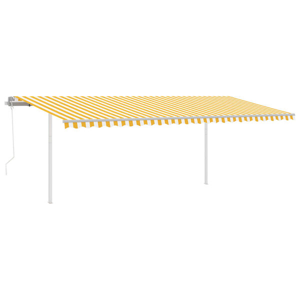 vidaXL Toldo autom&aacute;tico LED sensor de viento amarillo blanco 6x3,5 m