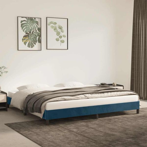 vidaXL Estructura cama sin colch&oacute;n terciopelo azul oscuro 200x200 cm