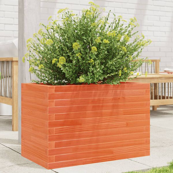 vidaXL Jardinera de madera maciza de pino marr&oacute;n cera 70x40x45,5 cm